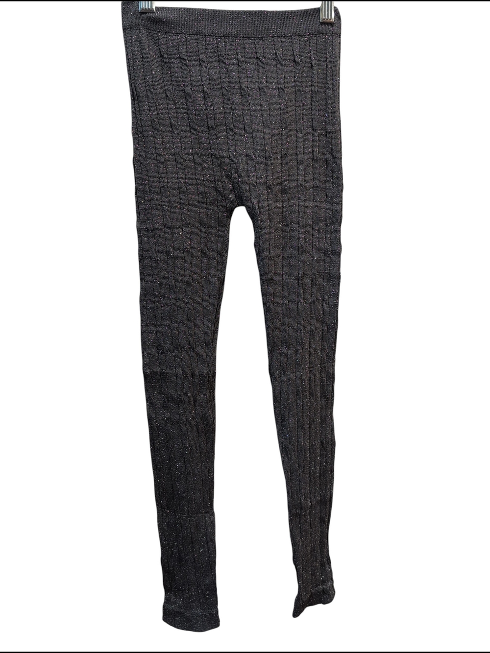 Kioo Metallic Shimmer Ribbed Knit Leggings Size 7/16